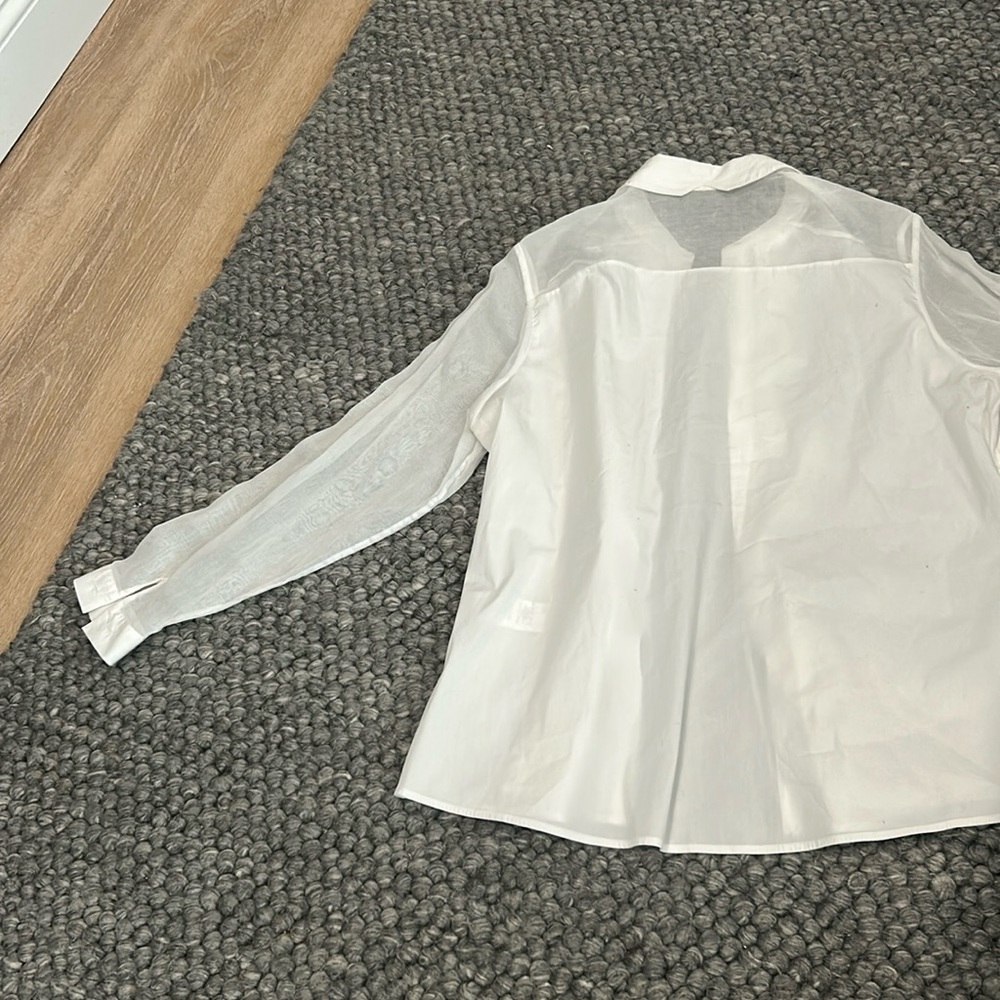 Anne Fontaine Shadia White LS Button Down Blouse Size 46 - Picture 11 of 11